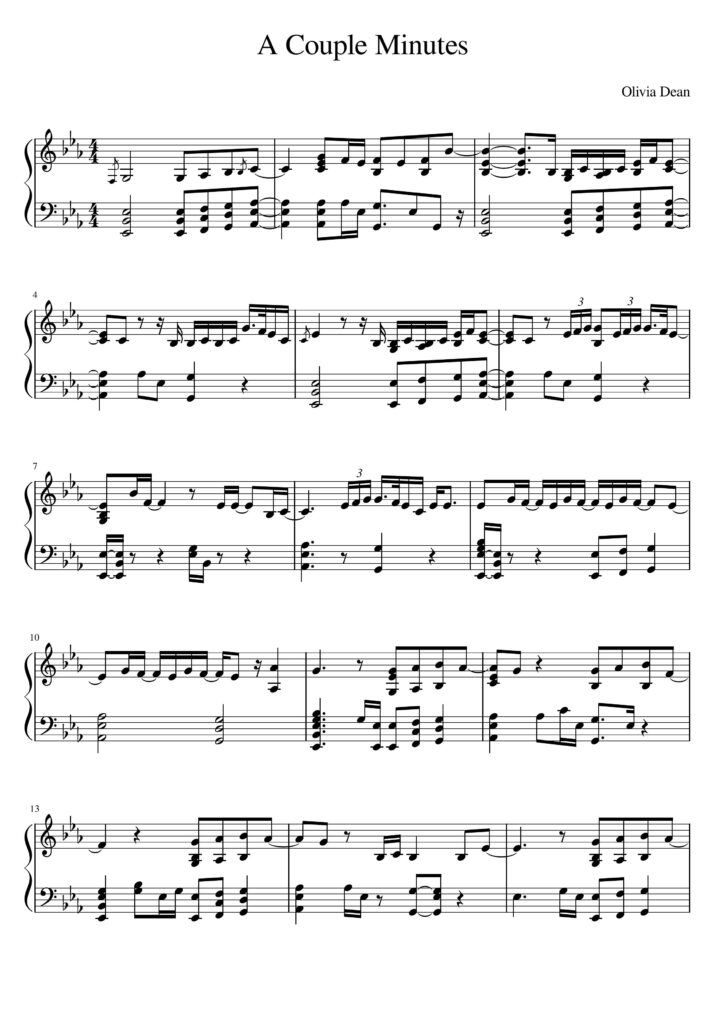 A Couple Minutes - Olivia Dean piano sheet music (page 1)
