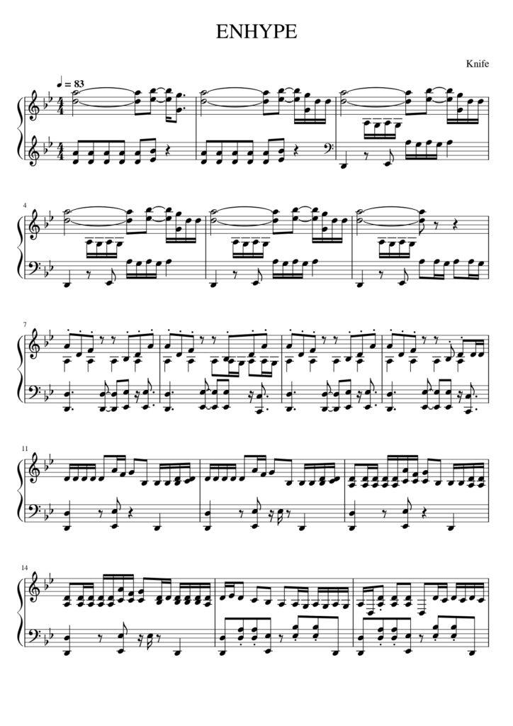 Knife - ENHYPEN piano sheet music (page 1)