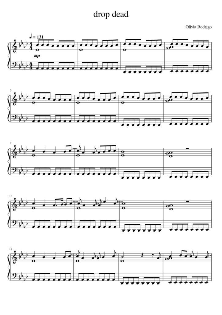 drop dead - Olivia Rodrigo piano sheet (page 1)
