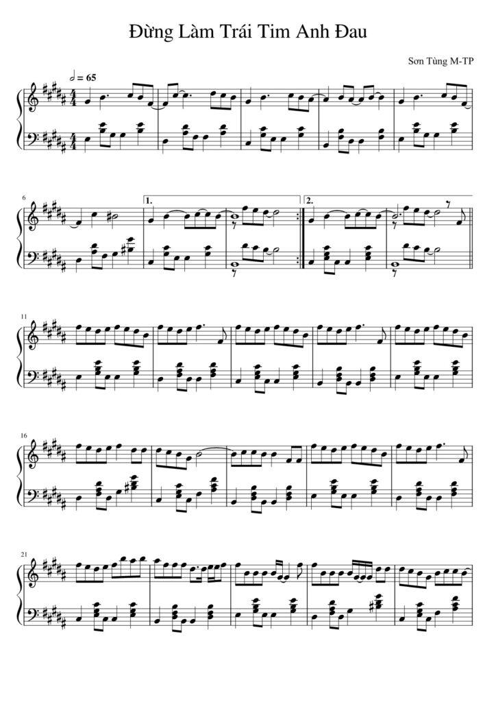 Đừng Làm Trái Tim Anh Đau - Sơn Tùng M-TP piano sheet (page 1)