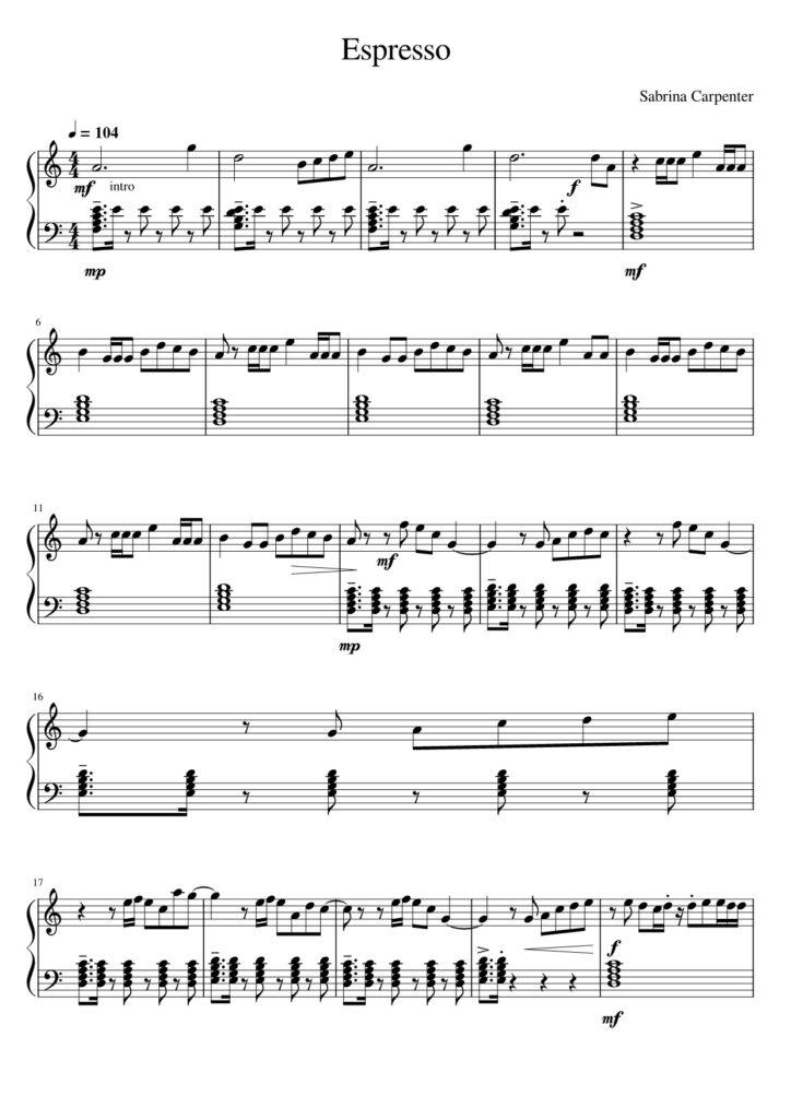 Espresso - Sabrina Carpenter piano sheet (page 1)