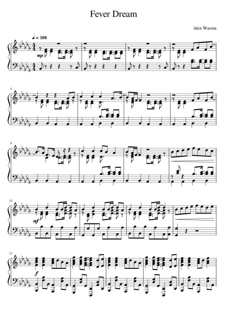 Fever Dream - Alex Warren piano sheet music (page 1)