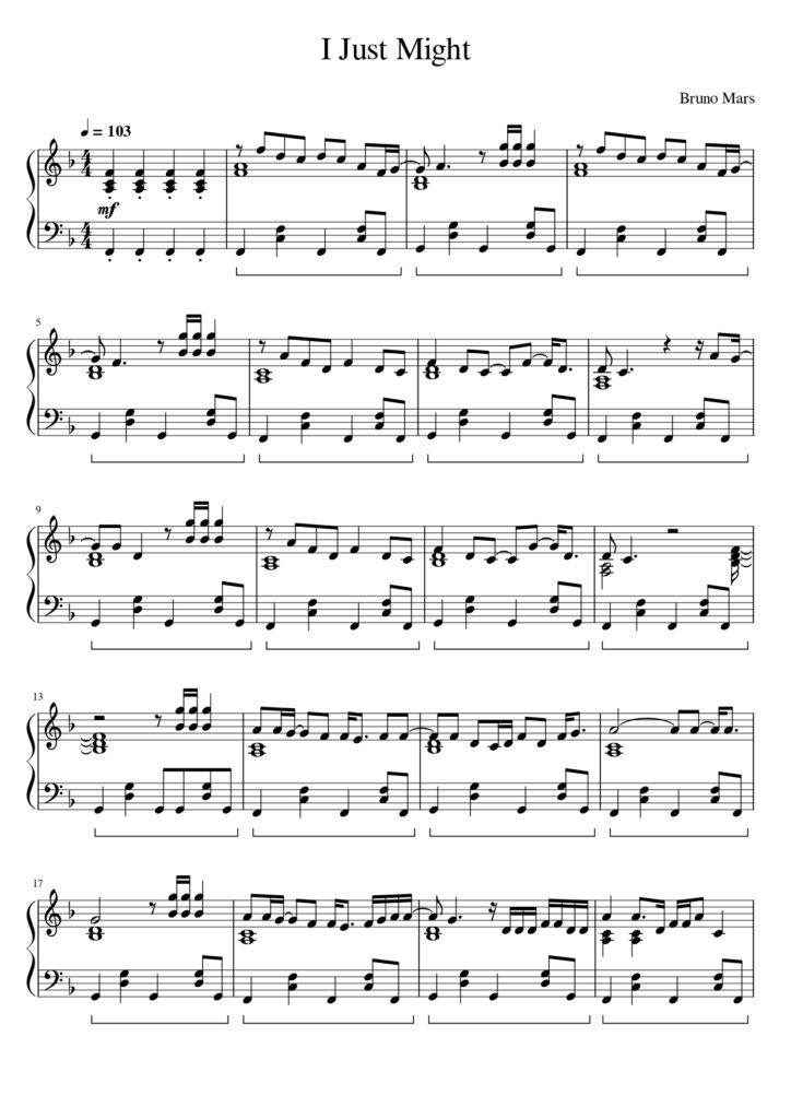 I Just Might - Bruno Mars piano sheet music (page 1)