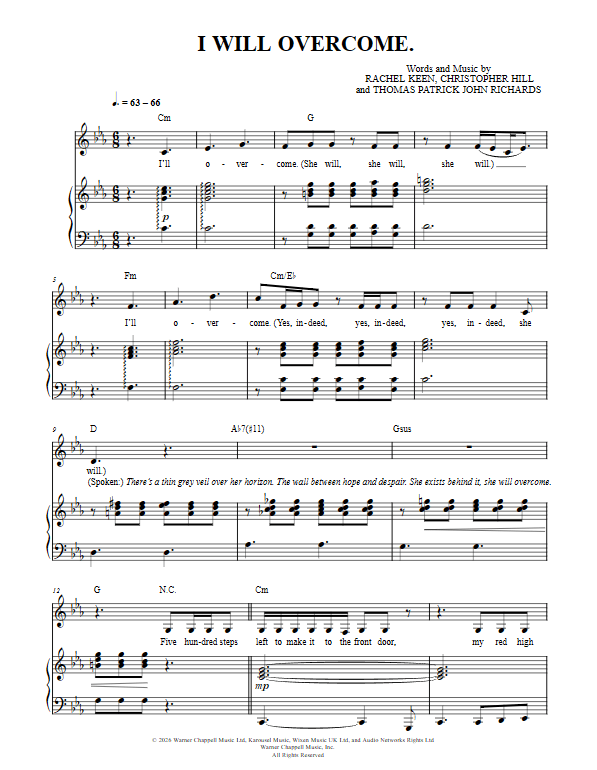 I Will Overcome - RAYE piano sheet music (page 1)