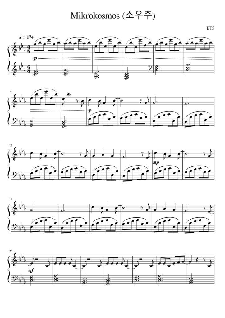 mikrokosmos BTS piano sheet music page 1