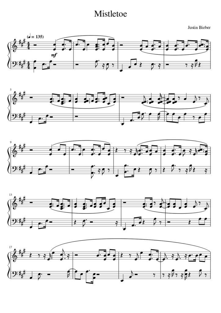 Mistletoe - Justin Bieber piano sheet music (page 1)