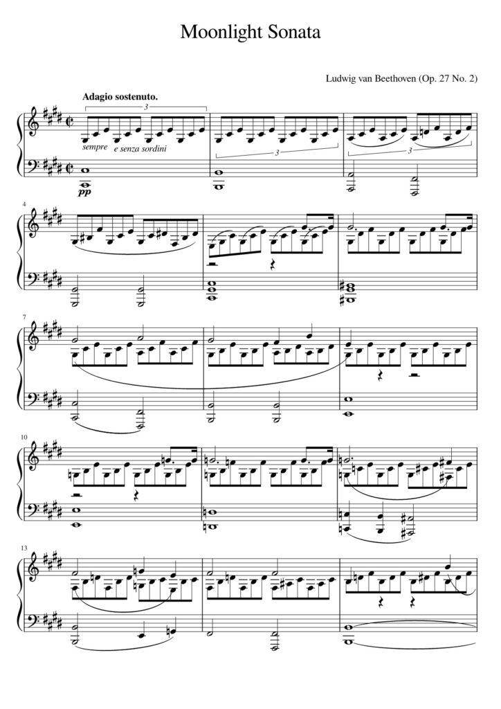 Moonlight Sonata - Ludwig van Beethoven piano sheet (page 1)