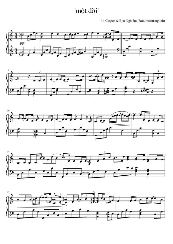 một đời - 14 Casper & Bon Nghiêm piano sheet music (page 1)