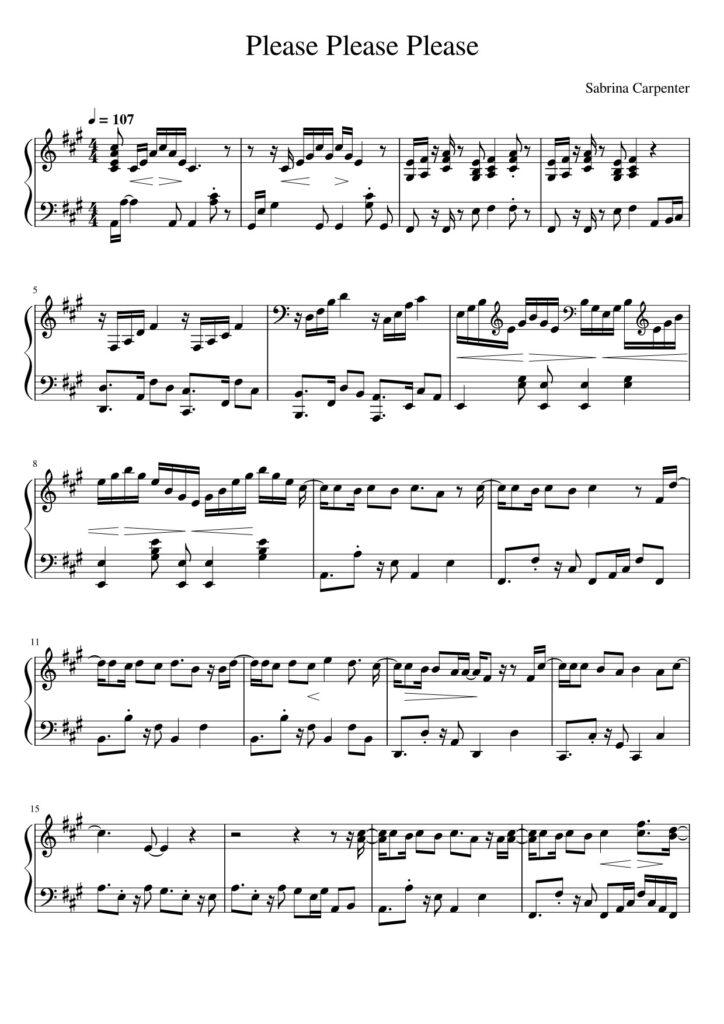 Please Please Please - Sabrina Carpenter piano sheet (page 1)