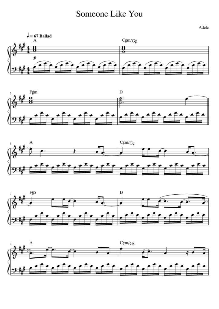 Someone Like You - Adele piano sheet music (page 1)