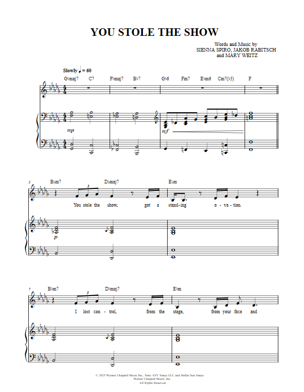 You Stole the Show - Sienna Spiro piano sheet music (page 1)
