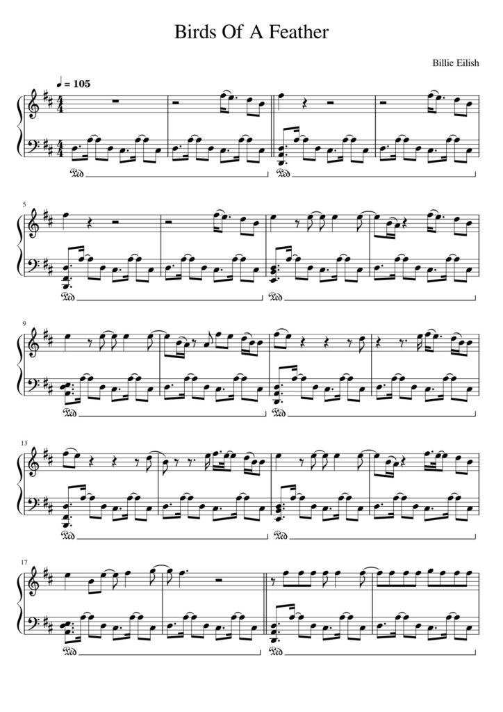 Birds Of A Feather - Billie Eilish piano sheet page 1
