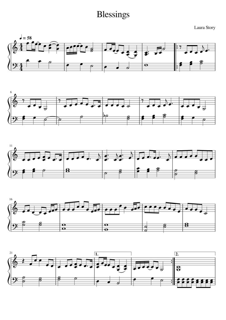 Blessings Laura Story piano sheet page 1