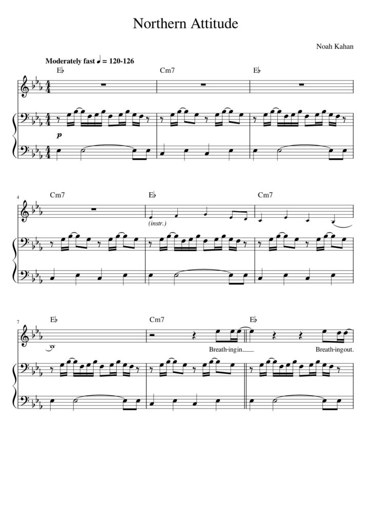 Northern Attitude - Noah Kahan piano sheet page 1