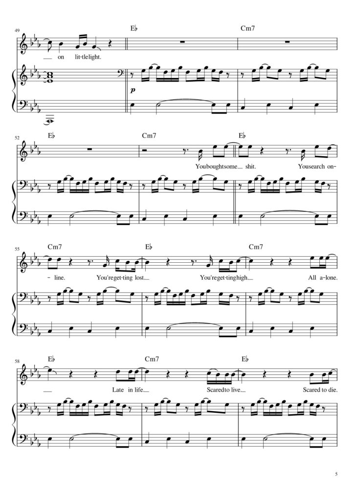 Northern Attitude - Noah Kahan piano sheet page 5