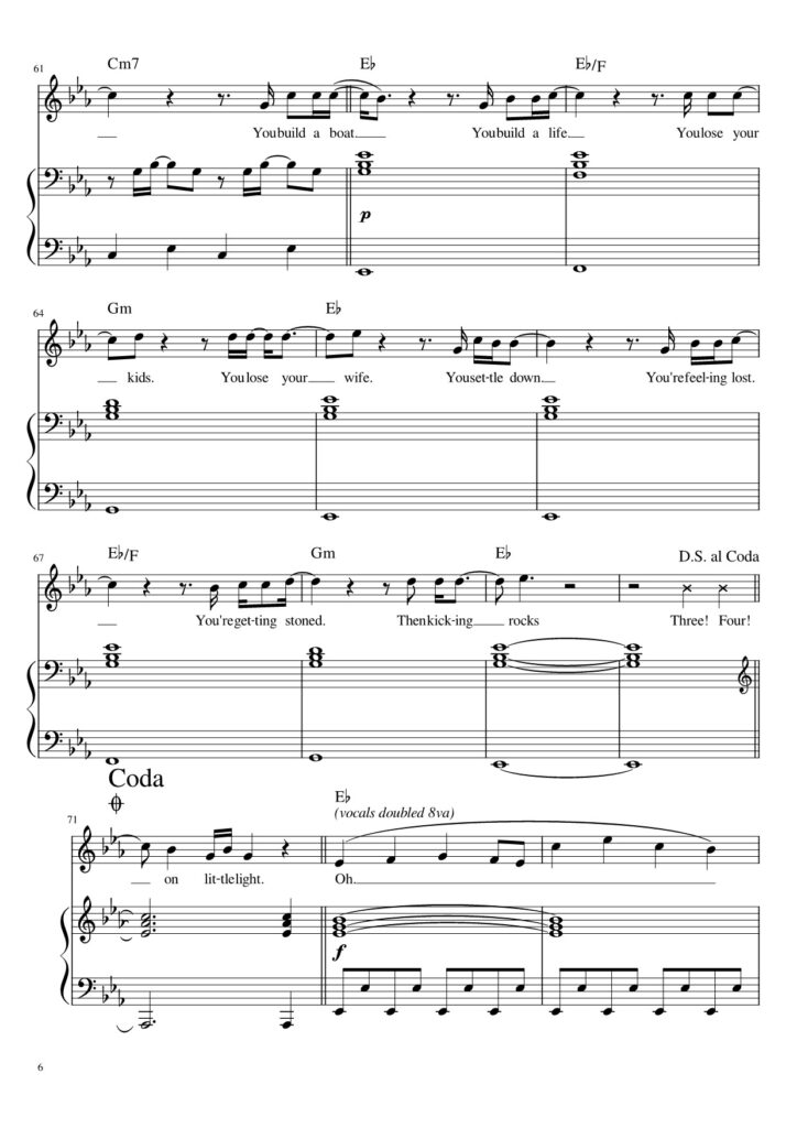 Northern Attitude - Noah Kahan piano sheet page 6