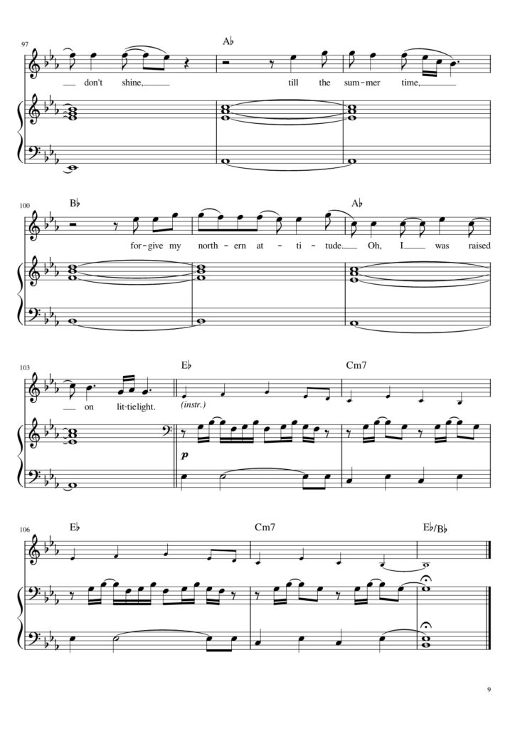 Northern Attitude - Noah Kahan piano sheet page 9