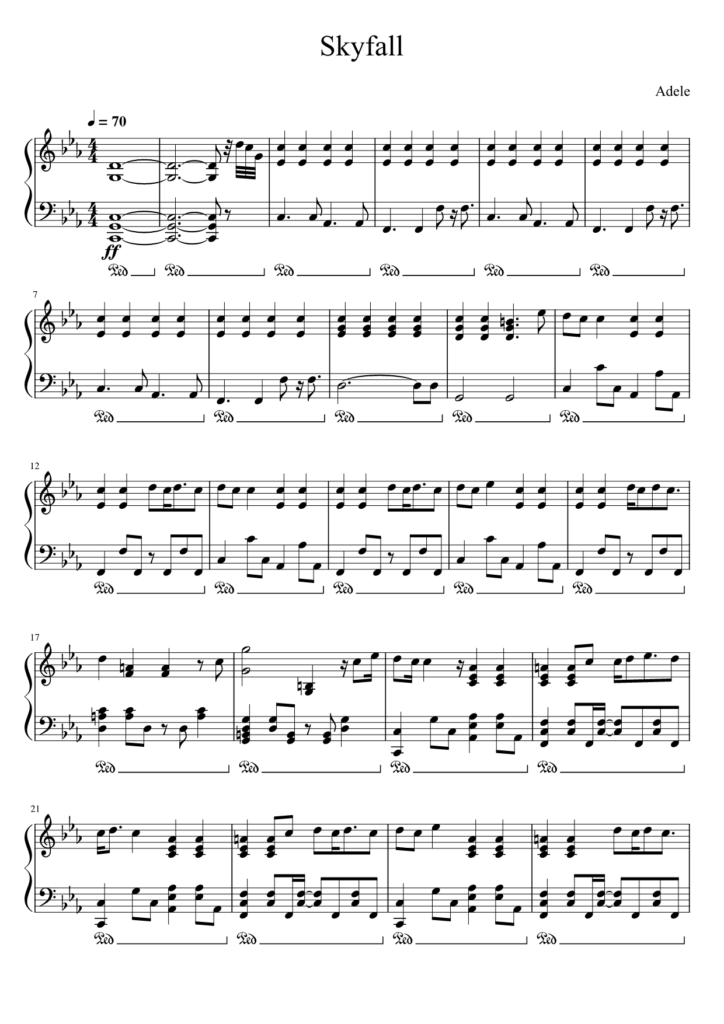 Skyfall Adele piano sheet page 1