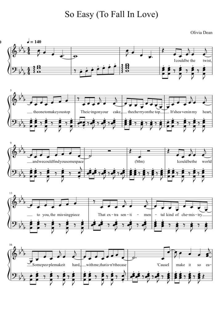 So Easy (To Fall In Love) Olivia Dean piano sheet page 1