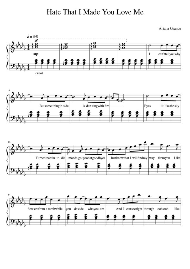 Hate That I Made You Love Me Ariana Grande piano sheet page 1