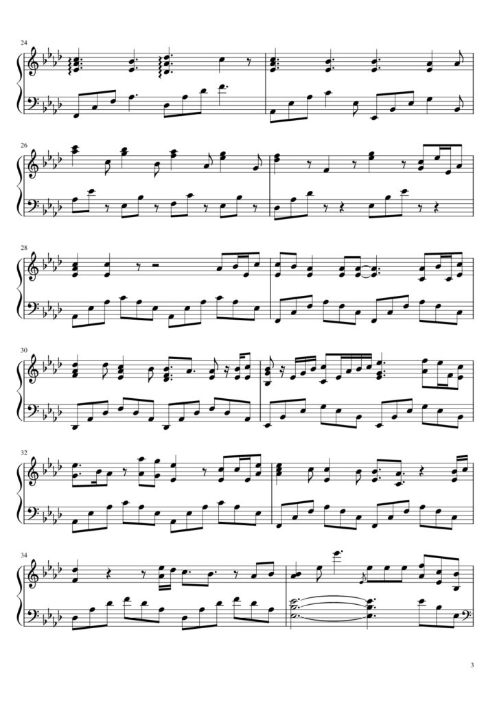 Perfect Ed Sheeran piano sheet page 3